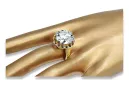 خاتم Zircon 8 كارت من الذهب الأصفر أسلوب فينتاج vrc035x-zi Art Deco أسلوب سوفيتي روسي اتحاد الجمهوريات السوفيتية